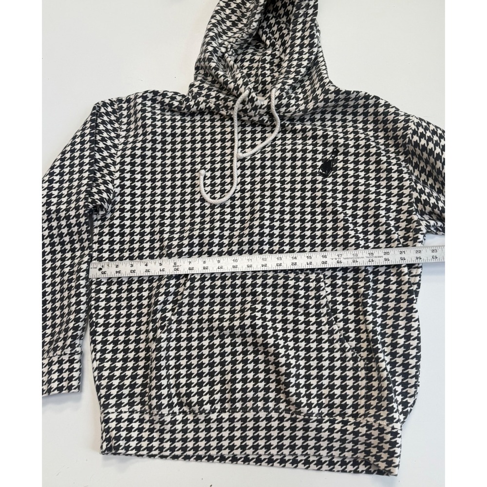 CA Champagne & Caviar Houndstooth Hoodie Black White Pullover Sweatshirt Medium - Picture 3 of 4